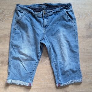 Addition Elle Blue Light Wash Women's Denim Bermuda Shorts Jeans Rolled Hem